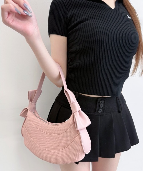 CoquettishTiara リボン　ドット　バッグ 楽天市場】【utatane 2wayリボン ショルダー巾着バッグ 市松