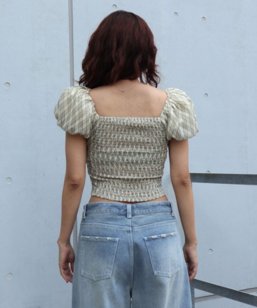 FIG&VIPER（フィグアンドバイパー）の「パフスリーブチェックブラウス（シャツ/ブラウス・レディース・アイボリー/ブラック・FREE）」の4枚目の写真