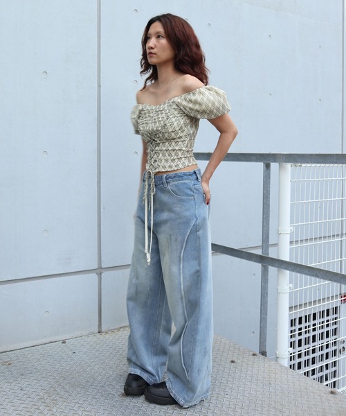 FIG&VIPER（フィグアンドバイパー）の「パフスリーブチェックブラウス（シャツ/ブラウス・レディース・アイボリー/ブラック・FREE）」の12枚目の写真