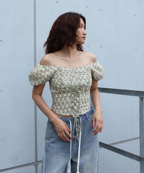 FIG&VIPER（フィグアンドバイパー）の「パフスリーブチェックブラウス（シャツ/ブラウス・レディース・アイボリー/ブラック・FREE）」の15枚目の写真