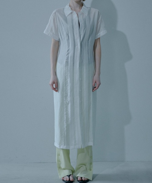 LE CIEL BLEU(ルシェルブルー)の「プリーテッドドレス / Pleated Dress(ワンピース・レディース・ブラック/オフホワイト/ライトブルー・38/36)」の7枚目の写真