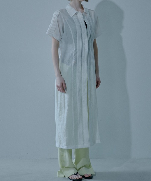 LE CIEL BLEU(ルシェルブルー)の「プリーテッドドレス / Pleated Dress(ワンピース・レディース・ブラック/オフホワイト/ライトブルー・38/36)」の6枚目の写真