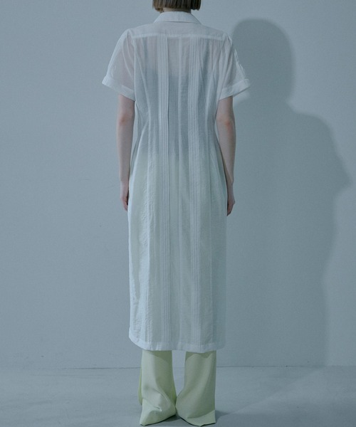 LE CIEL BLEU(ルシェルブルー)の「プリーテッドドレス / Pleated Dress(ワンピース・レディース・ブラック/オフホワイト/ライトブルー・38/36)」の8枚目の写真