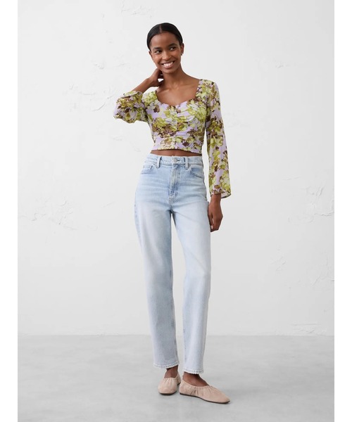 BANANA REPUBLIC FACTORY STORE(バナナリパブリック ファクトリーストア)の「BANANA REPUBLIC FACTORY STORE クロップド シャーリング スウィートハートネックトップ(シャツ/ブラウス・レディース・イエロー・0/8/6/4/2)」の4枚目の写真