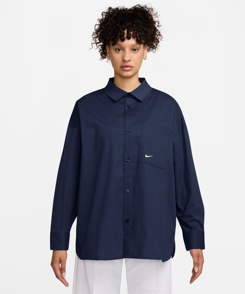 NIKE（ナイキ）の「ナイキ NSW CHLL PPLN BTN L/S トップ NIKE（シャツ/ブラウス・レディース・ネイビー/パープル/ブラック・M/L）」の3枚目の写真