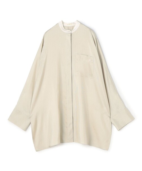 セール】シルクストライプ バンドカラーシャツ（シャツ/ブラウス