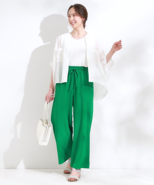 Cutie Blonde（キューティーブロンド）の「【S-LL/セットアップ可】リラックスカジュアルに ぽこぽこイージーパンツ（その他パンツ・レディース・ブラック/グリーン/ホワイト・04/03/02/01）」の5枚目の写真