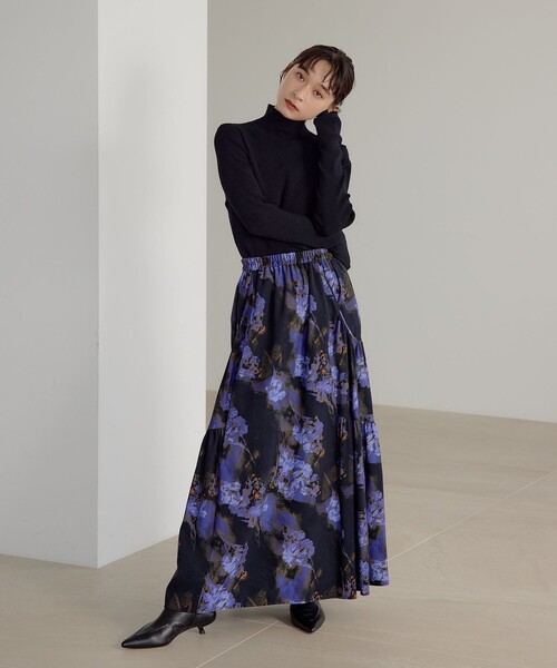 EMMEL REFINES（エメルリファインズ）の「＜EMMEL REFINES＞EM ティアード ポケットギャザー プリントスカート（スカート・レディース・パープル/ライム・XS/M/S）」の6枚目の写真