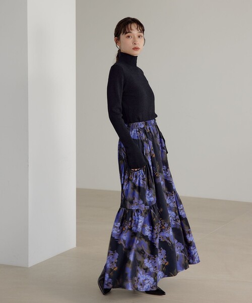 EMMEL REFINES（エメルリファインズ）の「＜EMMEL REFINES＞EM ティアード ポケットギャザー プリントスカート（スカート・レディース・パープル/ライム・XS/M/S）」の7枚目の写真