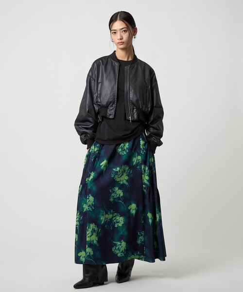 EMMEL REFINES（エメルリファインズ）の「＜EMMEL REFINES＞EM ティアード ポケットギャザー プリントスカート（スカート・レディース・パープル/ライム・XS/M/S）」の11枚目の写真