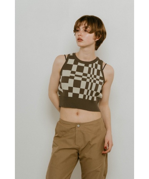 Knuth Marf(クヌースマーフ)の「flag marblel knit tank(タンクトップ・レディース・ブラウン/アイボリー/グレー・FREE)」の5枚目の写真