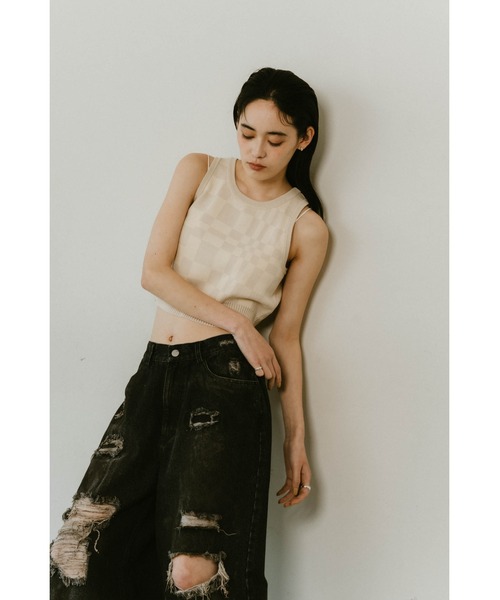 Knuth Marf(クヌースマーフ)の「flag marblel knit tank(タンクトップ・レディース・ブラウン/アイボリー/グレー・FREE)」の13枚目の写真