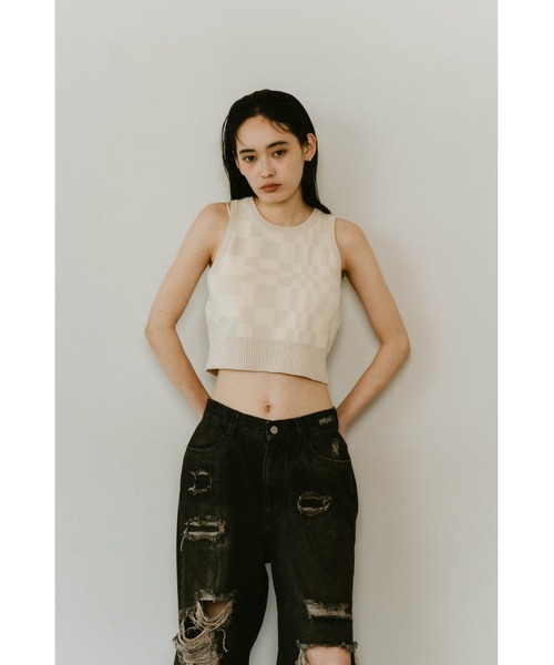 Knuth Marf(クヌースマーフ)の「flag marblel knit tank(タンクトップ・レディース・ブラウン/アイボリー/グレー・FREE)」の15枚目の写真