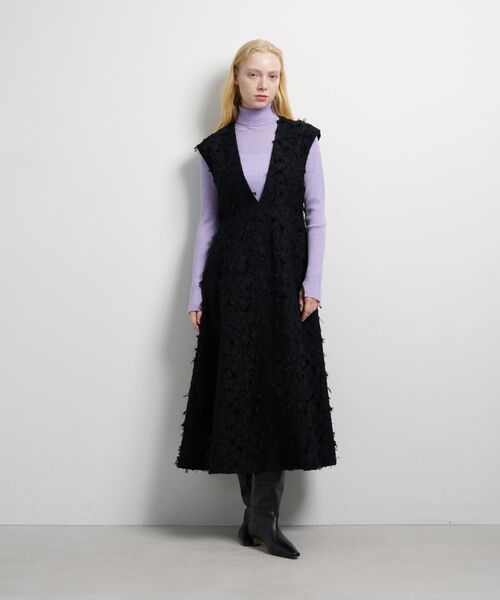 LANVIN en Bleu（ランバンオンブルー）の「ハンドカットジャガードワンピース（ワンピース・レディース・ブラック/ベージュ・36/38）」の10枚目の写真