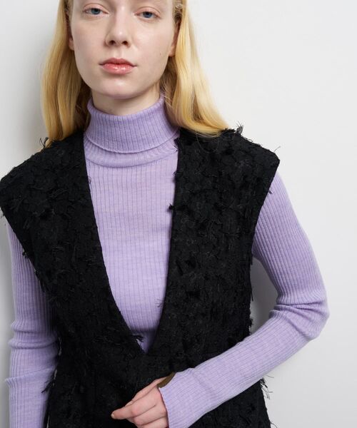 LANVIN en Bleu（ランバンオンブルー）の「ハンドカットジャガードワンピース（ワンピース・レディース・ブラック/ベージュ・36/38）」の14枚目の写真