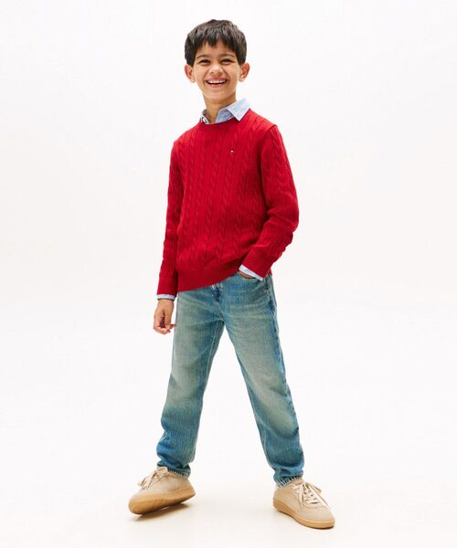 TOMMY HILFIGER（トミーヒルフィガー）の「BOYS ケーブル編みセーター（ニット/セーター・キッズ・オートミール/レッド/ブラック・160cm/130cm/140cm/150cm）」の9枚目の写真