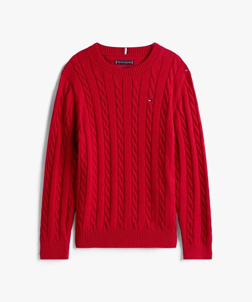 TOMMY HILFIGER（トミーヒルフィガー）の「BOYS ケーブル編みセーター（ニット/セーター・キッズ・オートミール/レッド/ブラック・160cm/130cm/140cm/150cm）」の11枚目の写真