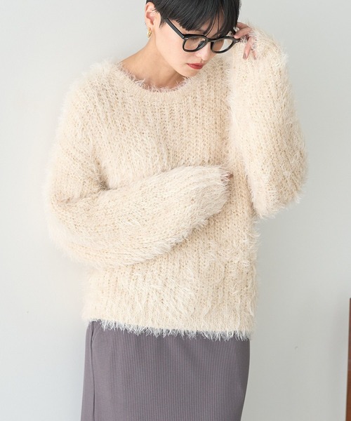 AMERICAN HOLIC(アメリカンホリック)の「シャギーニットプルオーバー(ニット/セーター・レディース・アイボリー/グレイッシュベージュ/ライラック/チャコールグレー/ライトグレー・M/L)」の2枚目の写真