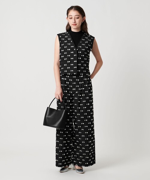 UNITED ARROWS（ユナイテッドアローズ）の「リボン カットジャガード ワイド パンツ ‐ウォッシャブル‐（その他パンツ・レディース・ネイビー/ブラック・38/36）」の12枚目の写真