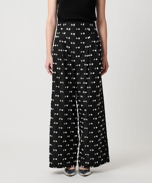 UNITED ARROWS（ユナイテッドアローズ）の「リボン カットジャガード ワイド パンツ ‐ウォッシャブル‐（その他パンツ・レディース・ネイビー/ブラック・38/36）」の6枚目の写真