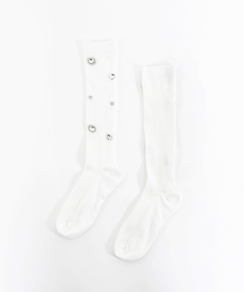 Narcissus（ナルシス）の「ビジューソックス　ハイソックス（ソックス/靴下・レディース・ブラック/ホワイト・FREE）」の7枚目の写真