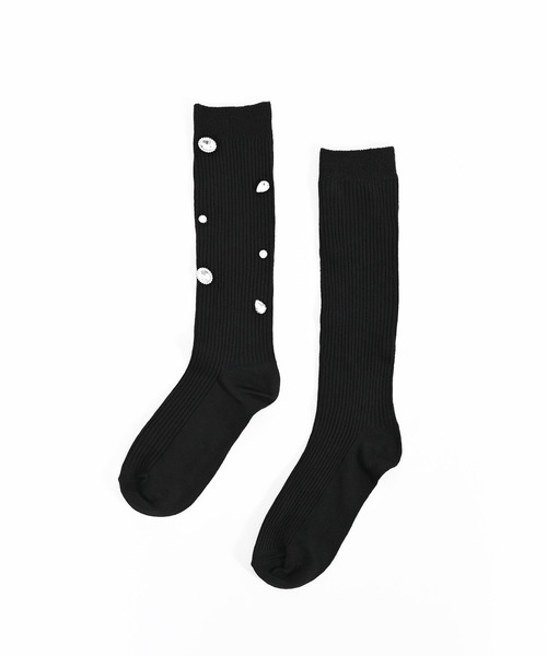 Narcissus（ナルシス）の「ビジューソックス　ハイソックス（ソックス/靴下・レディース・ブラック/ホワイト・FREE）」の3枚目の写真