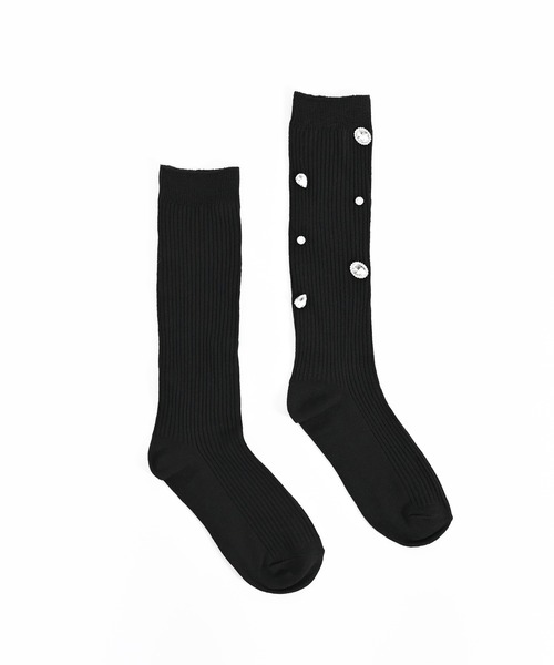 Narcissus（ナルシス）の「ビジューソックス　ハイソックス（ソックス/靴下・レディース・ブラック/ホワイト・FREE）」の4枚目の写真