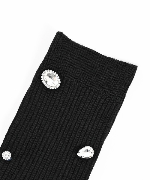 Narcissus（ナルシス）の「ビジューソックス　ハイソックス（ソックス/靴下・レディース・ブラック/ホワイト・FREE）」の5枚目の写真