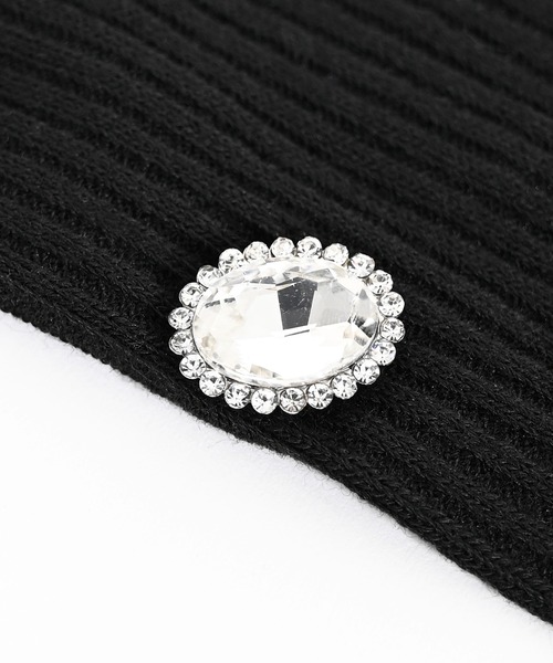 Narcissus（ナルシス）の「ビジューソックス　ハイソックス（ソックス/靴下・レディース・ブラック/ホワイト・FREE）」の6枚目の写真