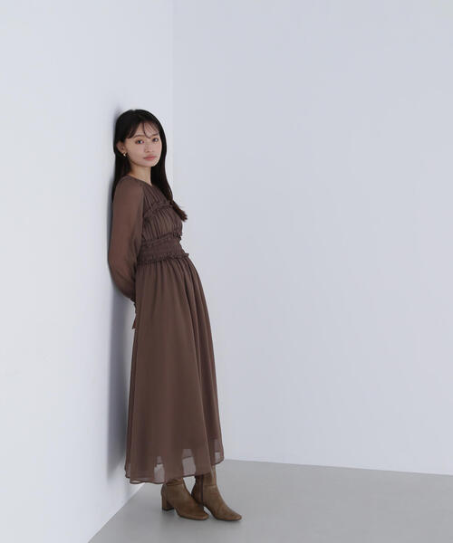 NATURAL BEAUTY BASIC(ナチュラルビューティーベーシック)の「◇フリルシャーリング楊柳ワンピース(ワンピース・レディース・ラベンダー/ブラウン・MEDIUM/P/S)」の16枚目の写真