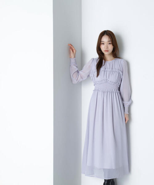 NATURAL BEAUTY BASIC(ナチュラルビューティーベーシック)の「◇フリルシャーリング楊柳ワンピース(ワンピース・レディース・ラベンダー/ブラウン・MEDIUM/P/S)」の21枚目の写真