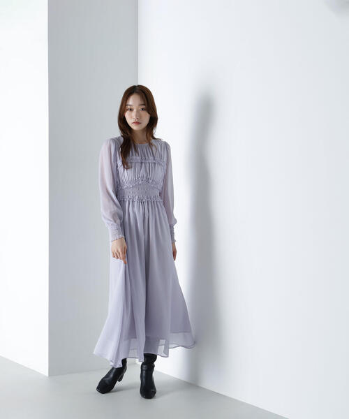 NATURAL BEAUTY BASIC(ナチュラルビューティーベーシック)の「◇フリルシャーリング楊柳ワンピース(ワンピース・レディース・ラベンダー/ブラウン・MEDIUM/P/S)」の22枚目の写真