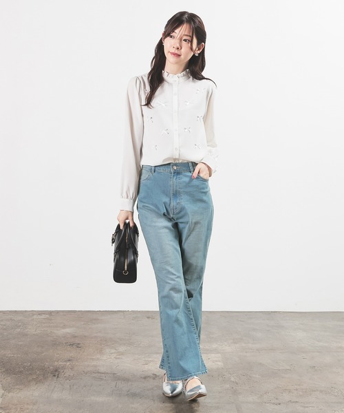 Honeys(ハニーズ)の「リボン付ブラウス(シャツ/ブラウス・レディース・ピンク/ブラック/ホワイト・L/M/S)」の4枚目の写真