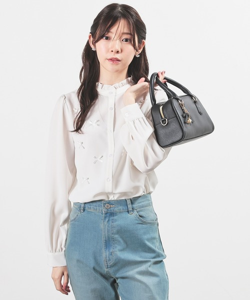 Honeys(ハニーズ)の「リボン付ブラウス(シャツ/ブラウス・レディース・ピンク/ブラック/ホワイト・L/M/S)」の5枚目の写真