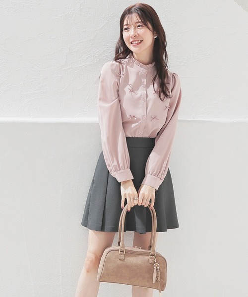 Honeys(ハニーズ)の「リボン付ブラウス(シャツ/ブラウス・レディース・ピンク/ブラック/ホワイト・L/M/S)」の9枚目の写真