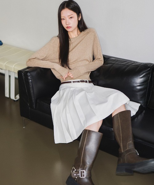 GENERAL IDEA（ジェネラルアイデア）の「GENERAL IDEA/ジェネラルアイディア fine pleats midi skirt スカート（スカート・レディース・ブラック/ベージュ/ホワイト・M/L/S）」の2枚目の写真