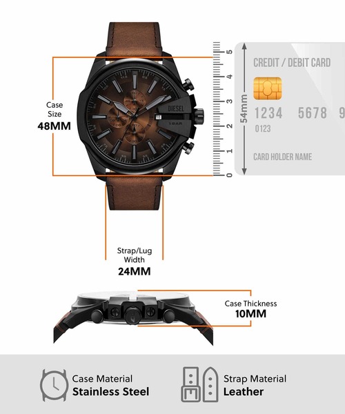DIESEL(ディーゼル)の「ディーゼル 腕時計 メンズ アナログ レザー DZ4692(アナログ腕時計・メンズ・マルチ・FREE)」の3枚目の写真