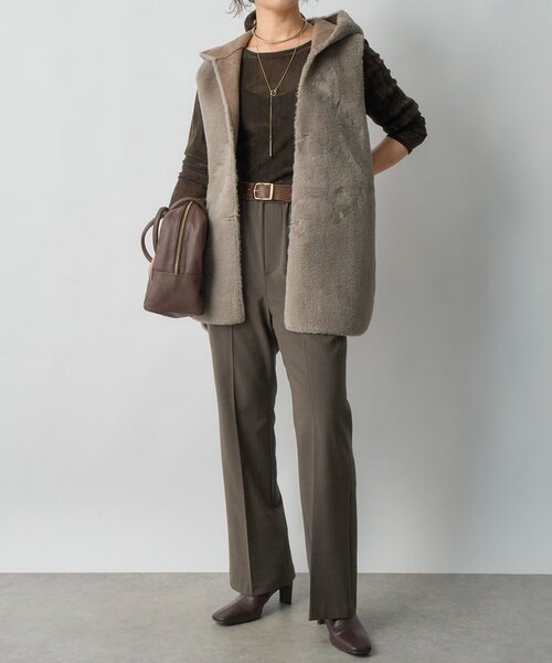 RIVE DROITE(リヴドロワ)の「【シーズンムード高まる】エコファーフードジレ(その他アウター・レディース・グレー系その他/モカ・FREE)」の16枚目の写真