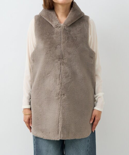 セール】【シーズンムード高まる】エコファーフードジレ（その他