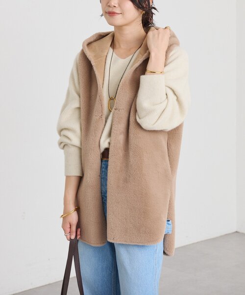 セール】【シーズンムード高まる】エコファーフードジレ（その他