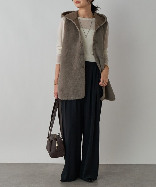 RIVE DROITE(リヴドロワ)の「【シーズンムード高まる】エコファーフードジレ(その他アウター・レディース・グレー系その他/モカ・FREE)」の11枚目の写真