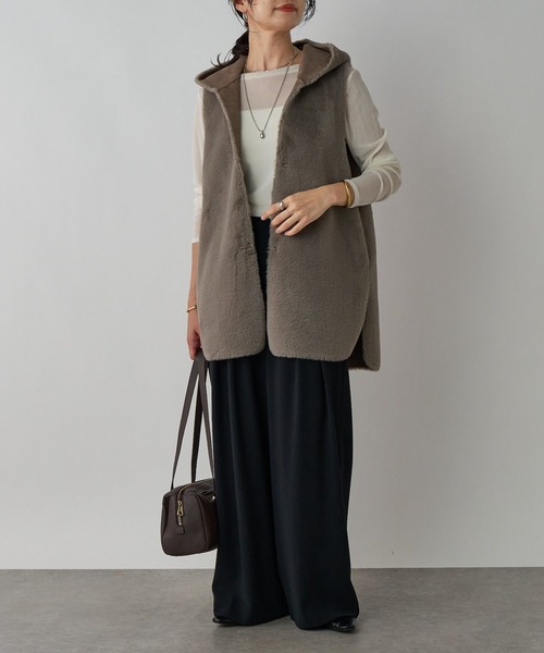 セール】【シーズンムード高まる】エコファーフードジレ（その他