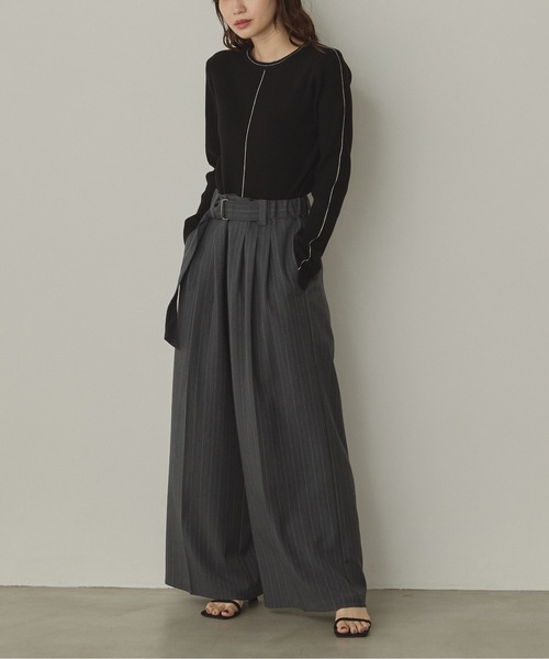 hunch（ハンチ）の「【静電気防止】やわもちヤーン ライン入りランダムリブニット（ニット/セーター・レディース・アイボリー/ブラック/レッド/ブラウン・FREE）」の8枚目の写真