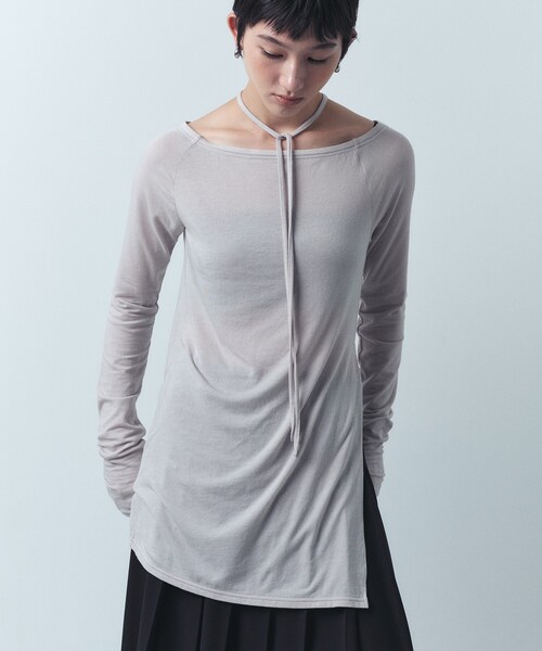 CODE A（コードエー）の「off－shoulder jersey top（Tシャツ/カットソー・レディース・ブラック/パープル/ナチュラル・00）」の4枚目の写真