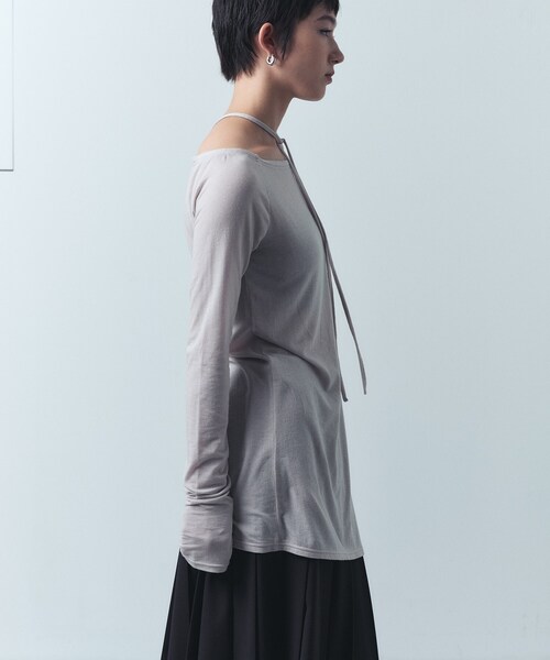 CODE A（コードエー）の「off－shoulder jersey top（Tシャツ/カットソー・レディース・ブラック/パープル/ナチュラル・00）」の6枚目の写真