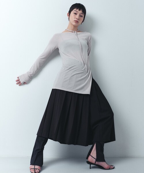 CODE A（コードエー）の「off－shoulder jersey top（Tシャツ/カットソー・レディース・ブラック/パープル/ナチュラル・00）」の7枚目の写真