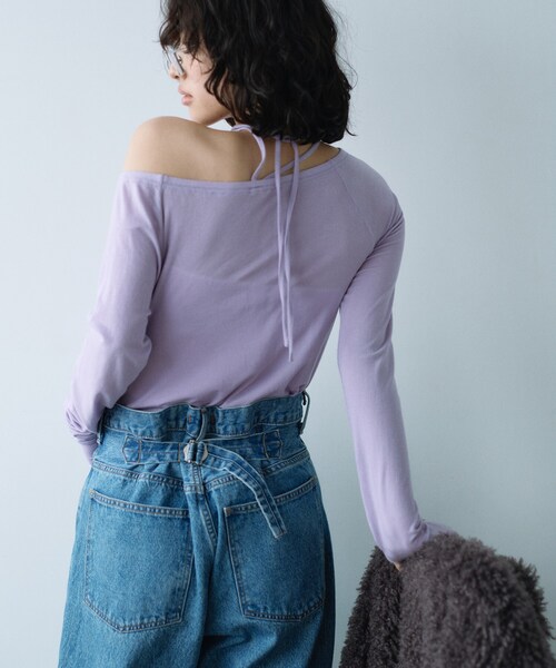 CODE A（コードエー）の「off－shoulder jersey top（Tシャツ/カットソー・レディース・ブラック/パープル/ナチュラル・00）」の11枚目の写真