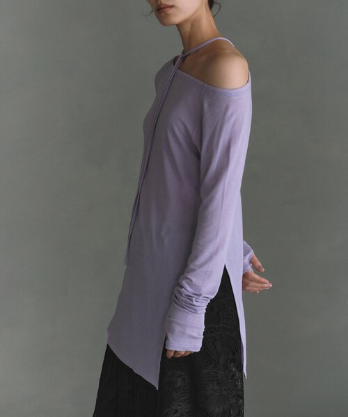 CODE A（コードエー）の「off－shoulder jersey top（Tシャツ/カットソー・レディース・ブラック/パープル/ナチュラル・00）」の12枚目の写真