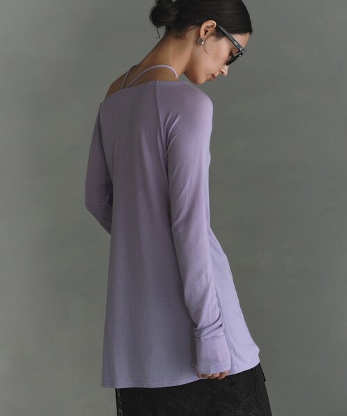 CODE A（コードエー）の「off－shoulder jersey top（Tシャツ/カットソー・レディース・ブラック/パープル/ナチュラル・00）」の14枚目の写真