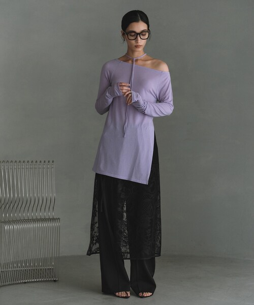 CODE A（コードエー）の「off－shoulder jersey top（Tシャツ/カットソー・レディース・ブラック/パープル/ナチュラル・00）」の15枚目の写真
